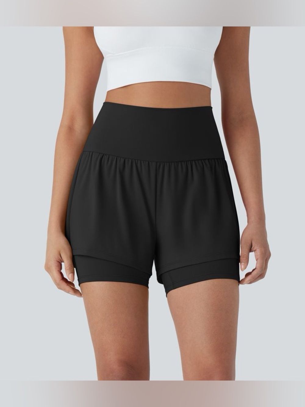 NWT Halara SoftlyZero Airy Super High Waisted 2-in-1 Yoga Shorts 5” Long M